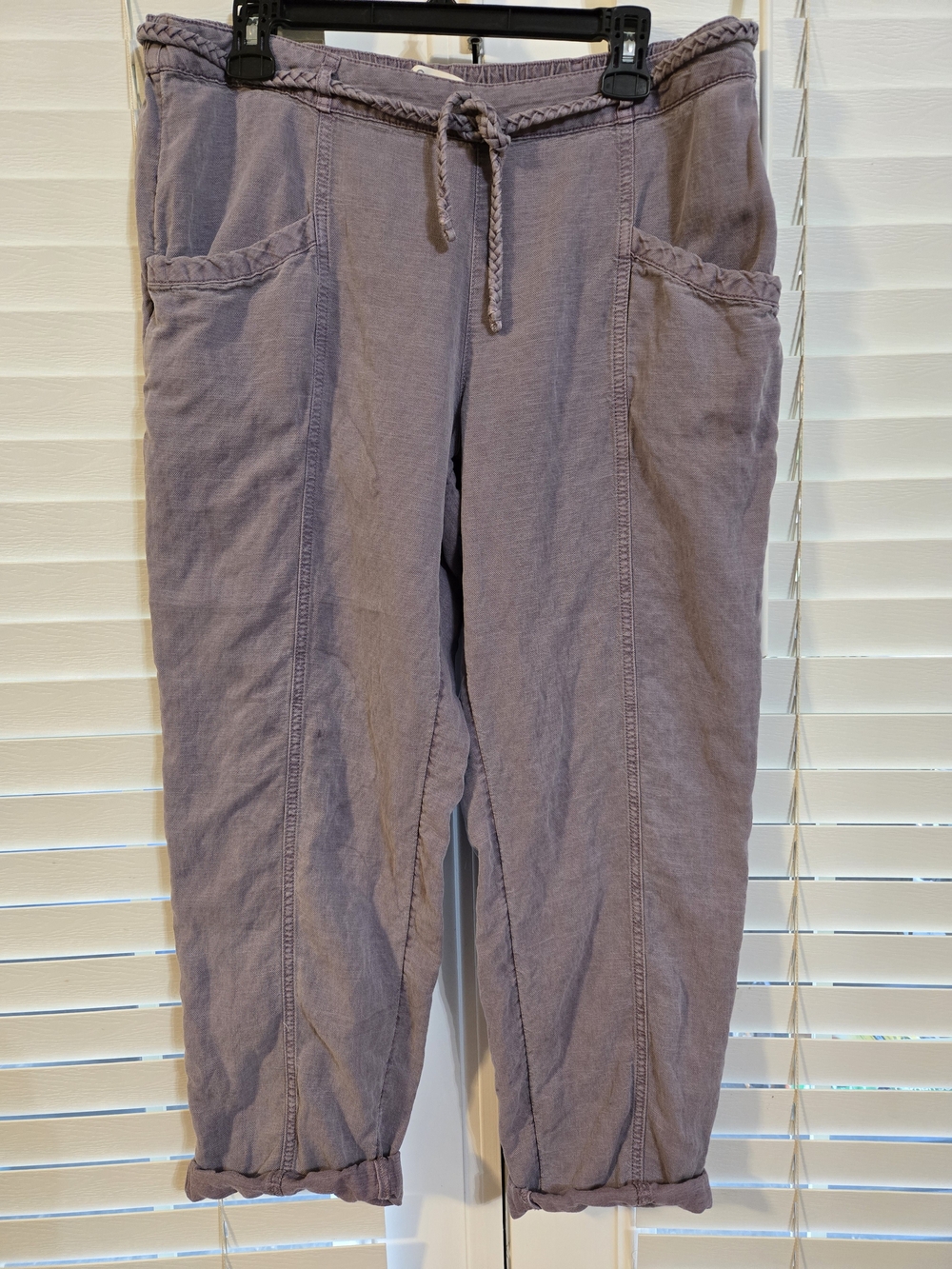 C&C California Lavender Linen Pants With Braided Belt Sz XL